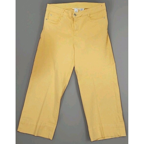 Skye’s The Limit Women 10 Yellow Wide Leg Crop Jeans Stretch Coastal Grandma Y2K - Picture 1 of 12